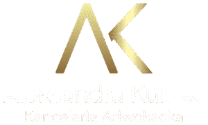 Logo kancelarii adwokackiej Aleksandry Kubiec w wersji na ciemne tło