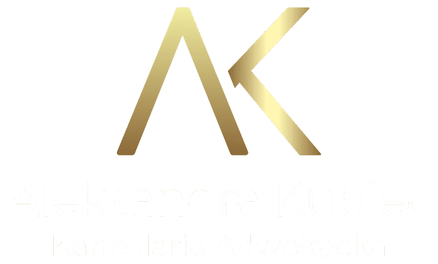 Logo kancelarii adwokackiej Aleksandry Kubiec w wersji na ciemne tło